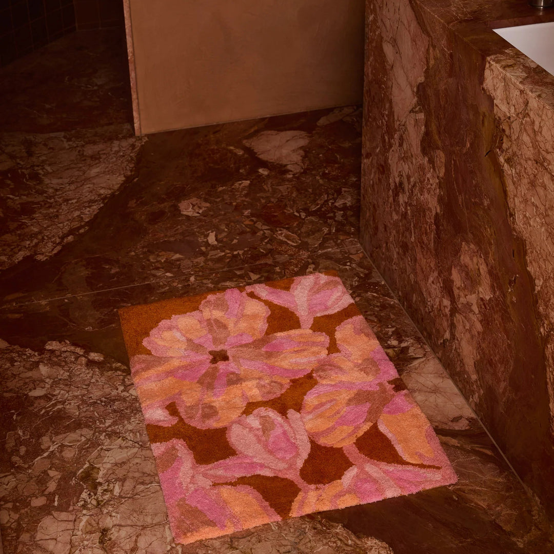 Bonnie & Neil Dutch Floral Pink Bath Mat