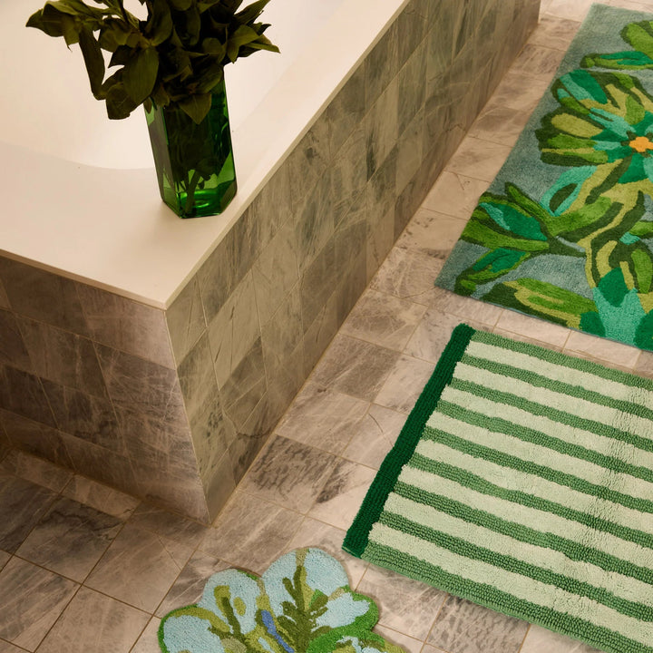 Bonnie & Neil Dutch Floral Green Long Bath Mat