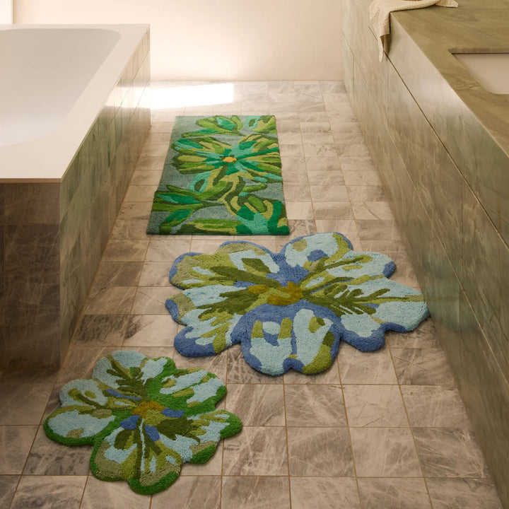 Bonnie & Neil Dutch Floral Green Long Bath Mat