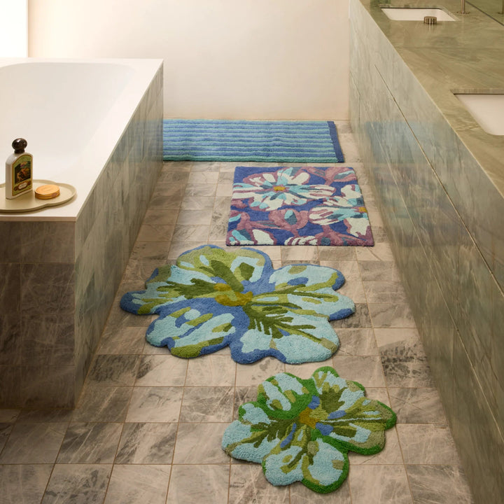 Bonnie & Neil Mini Tulip Blue Green Bath Mat