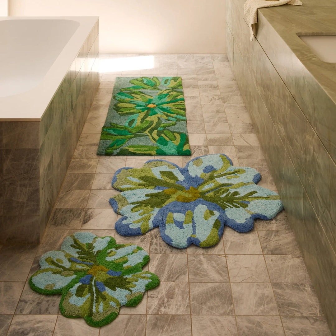 Bonnie & Neil Mini Tulip Blue Green Bath Mat