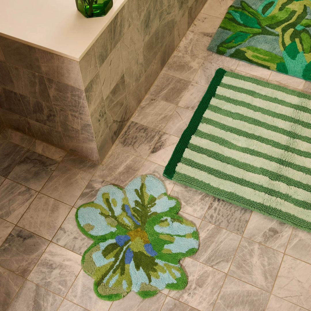 Bonnie & Neil Mini Tulip Blue Green Bath Mat