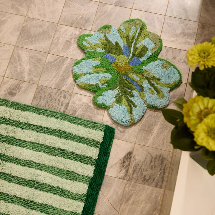 Bonnie & Neil Mini Tulip Blue Green Bath Mat