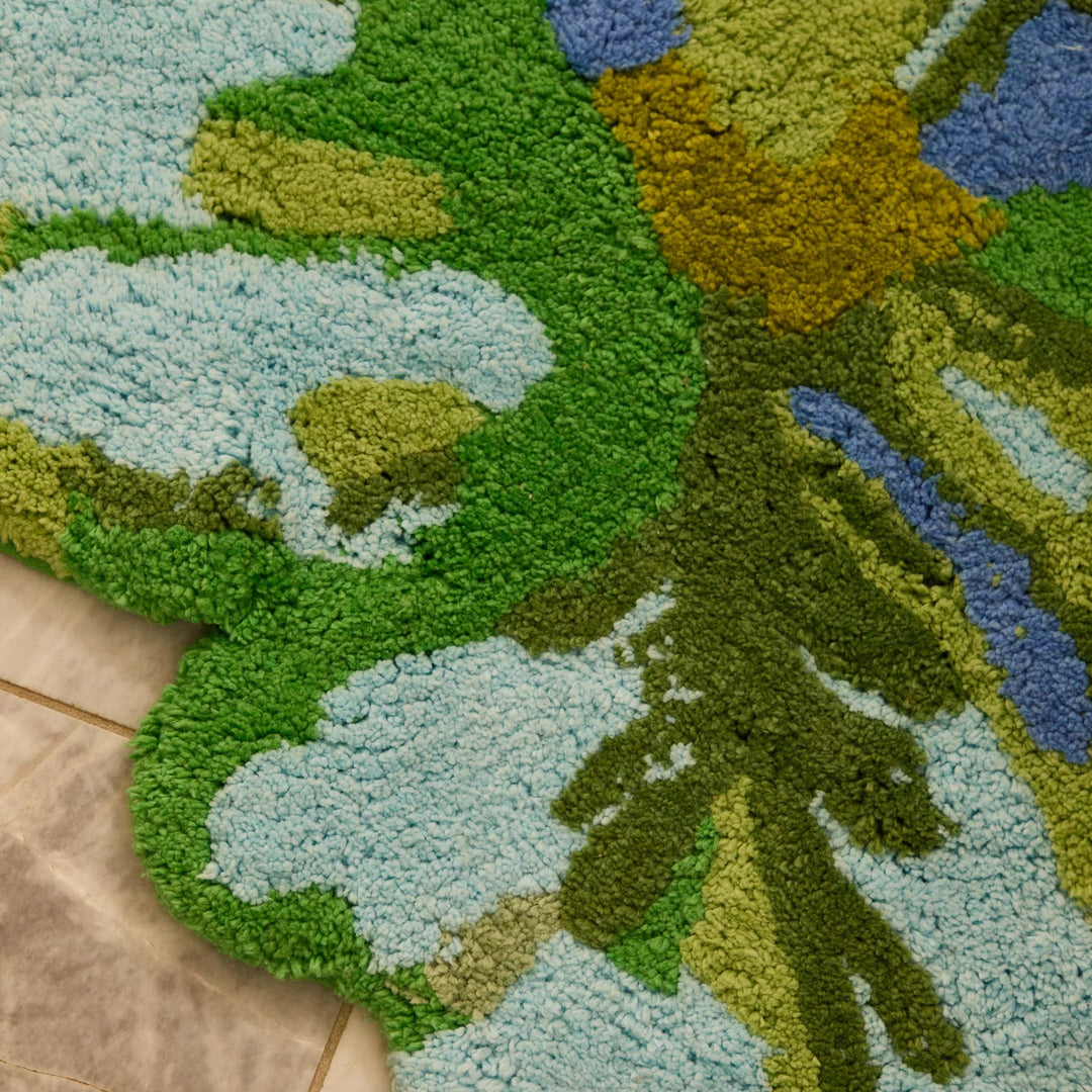 Bonnie & Neil Mini Tulip Blue Green Bath Mat