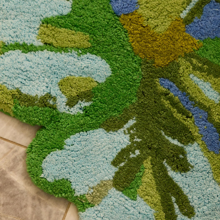 Bonnie & Neil Mini Tulip Blue Green Bath Mat