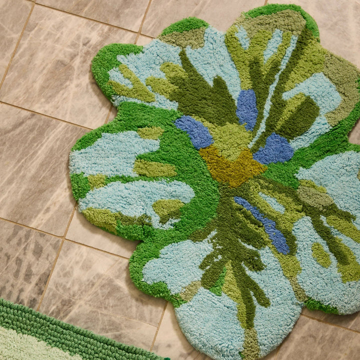 Bonnie & Neil Mini Tulip Blue Green Bath Mat