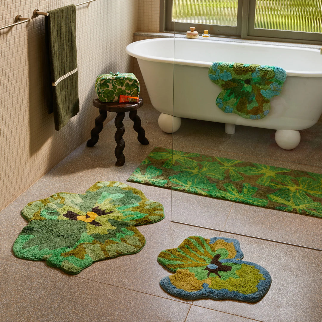 Bonnie & Neil Pansy Green Bath Mat