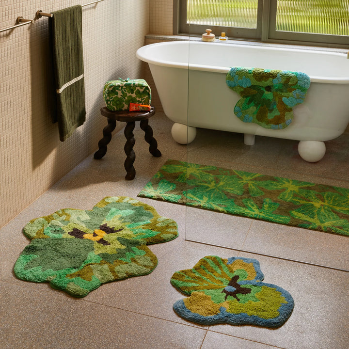 Bonnie & Neil Pansy Green Bath Mat