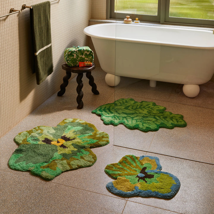 Bonnie & Neil Pansy Green Bath Mat