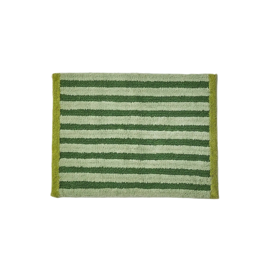 Bonnie & Neil Stripe Reversible Khaki Bath Mat