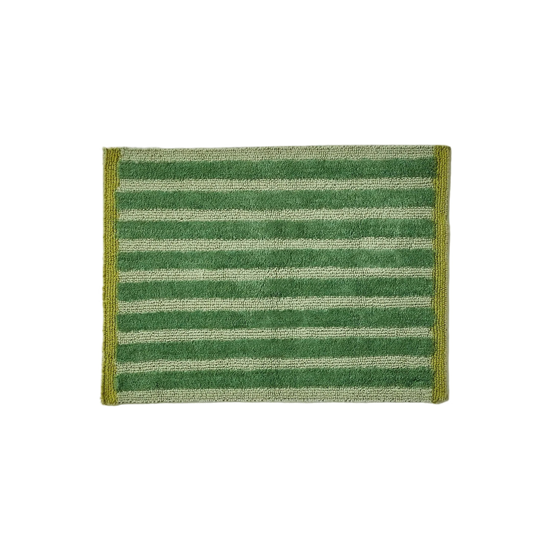 Bonnie & Neil Stripe Reversible Khaki Bath Mat