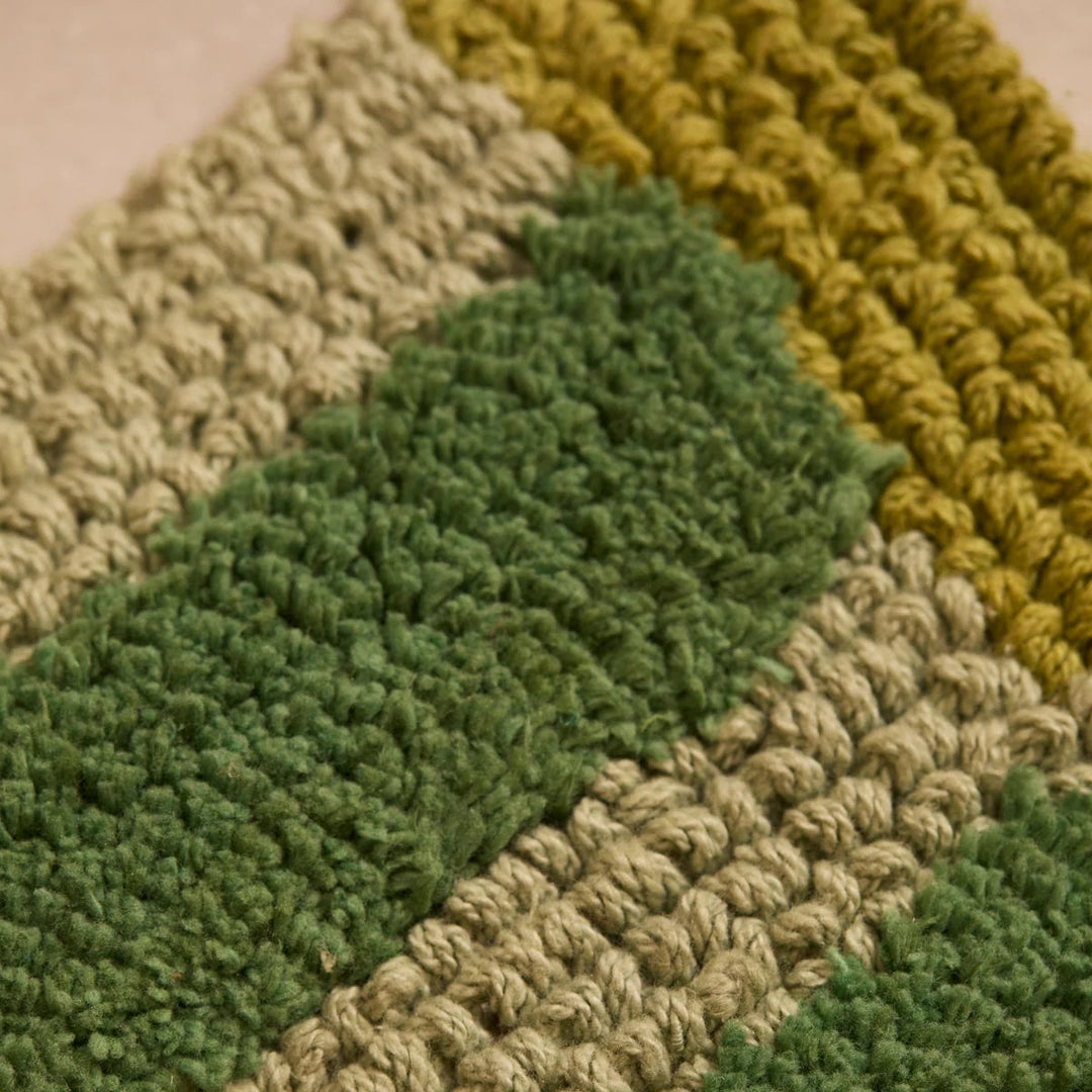 Bonnie & Neil Stripe Reversible Khaki Bath Mat