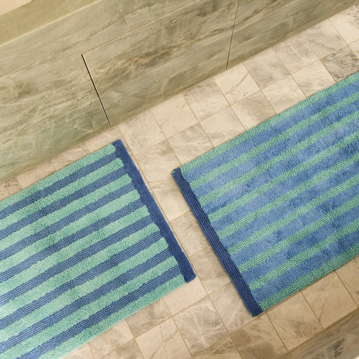 Bonnie & Neil Stripe Blue Bath Mat