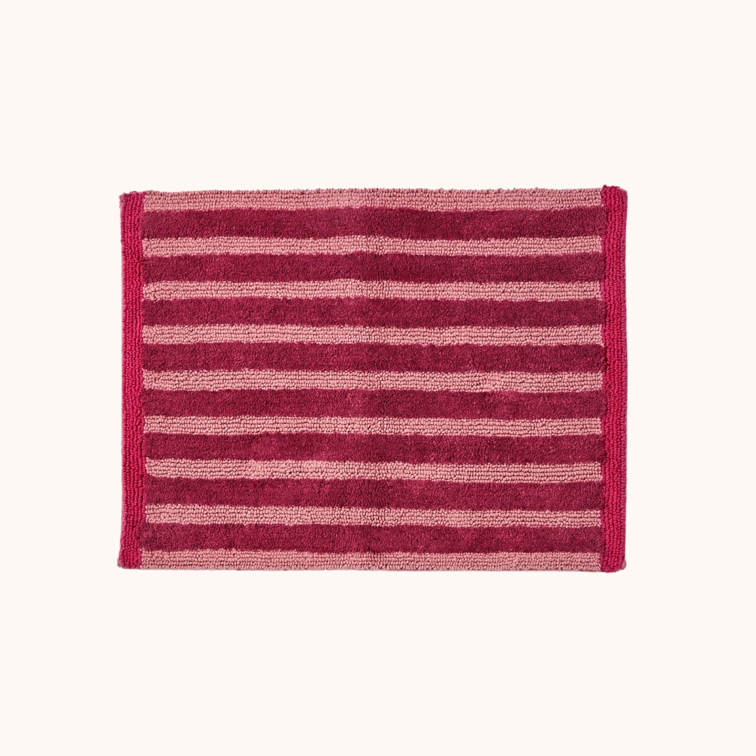 Bonnie & Neil Stripe Burgundy Bath Mat