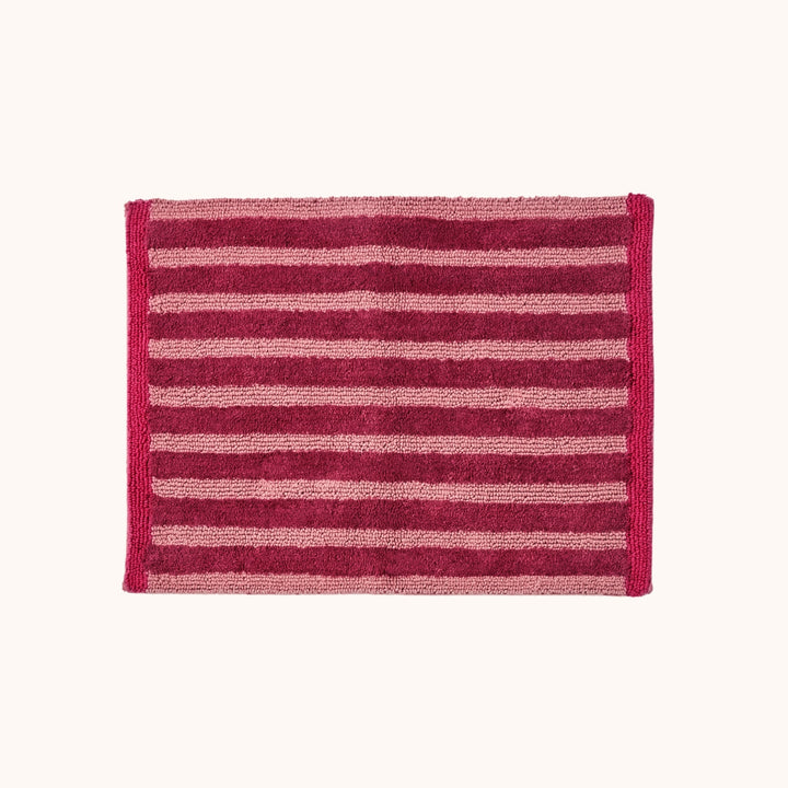 Bonnie & Neil Stripe Burgundy Bath Mat