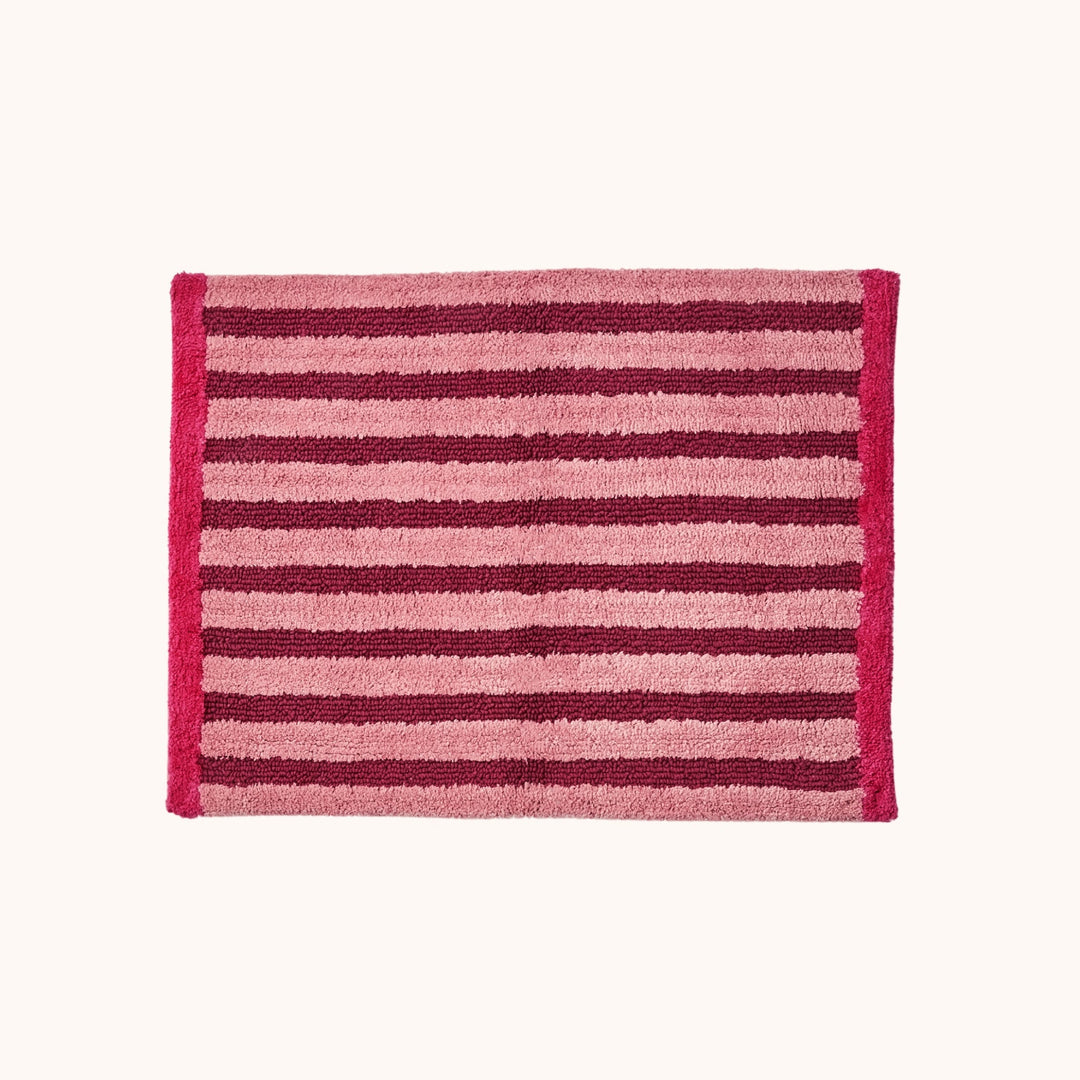 Bonnie & Neil Stripe Burgundy Bath Mat