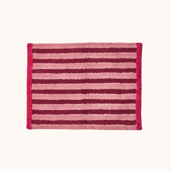 Bonnie & Neil Stripe Burgundy Bath Mat