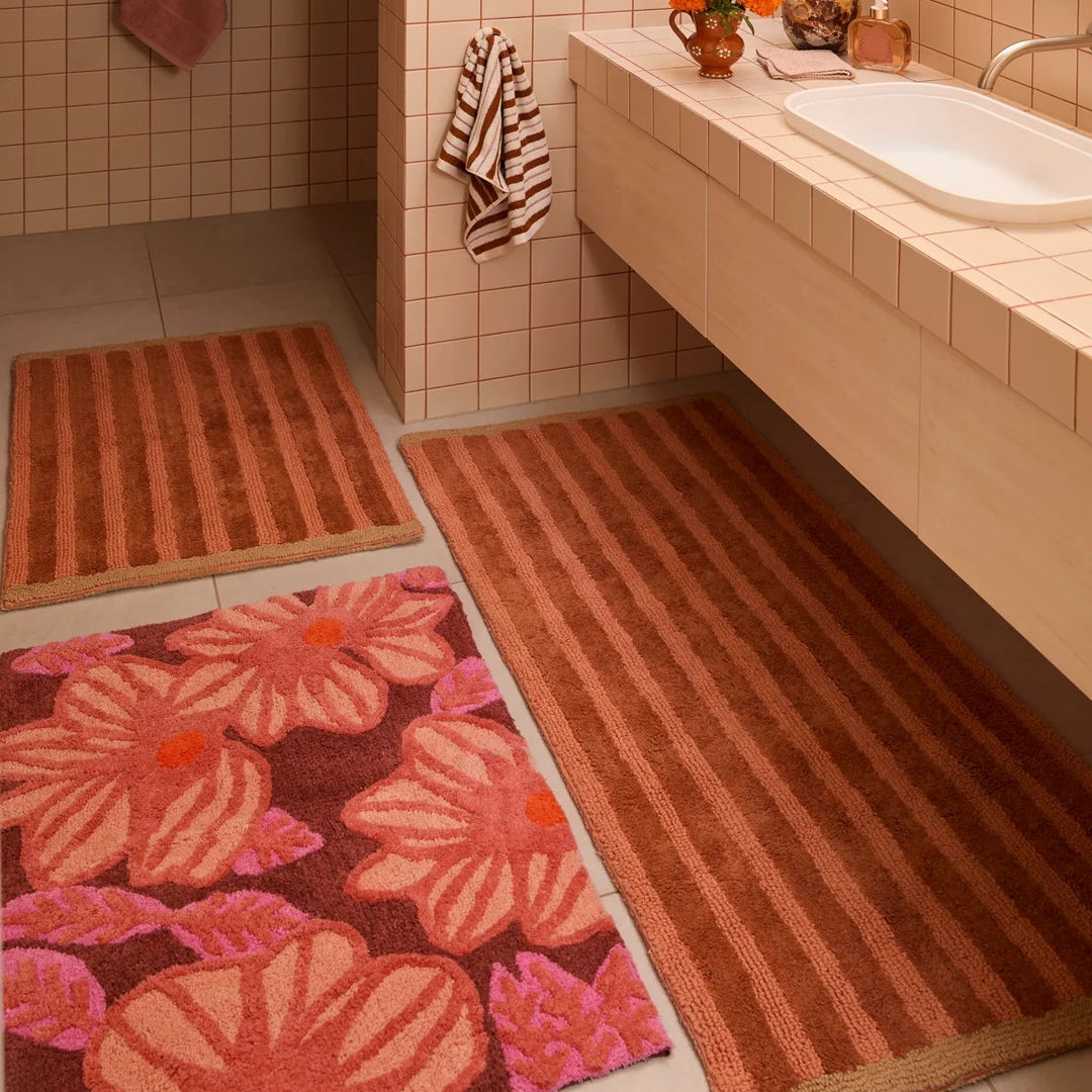 Bonnie & Neil Stripe Terracotta Bath Mat