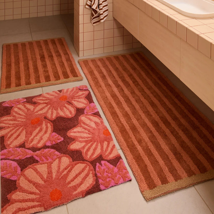Bonnie & Neil Stripe Terracotta Long Bath Mat