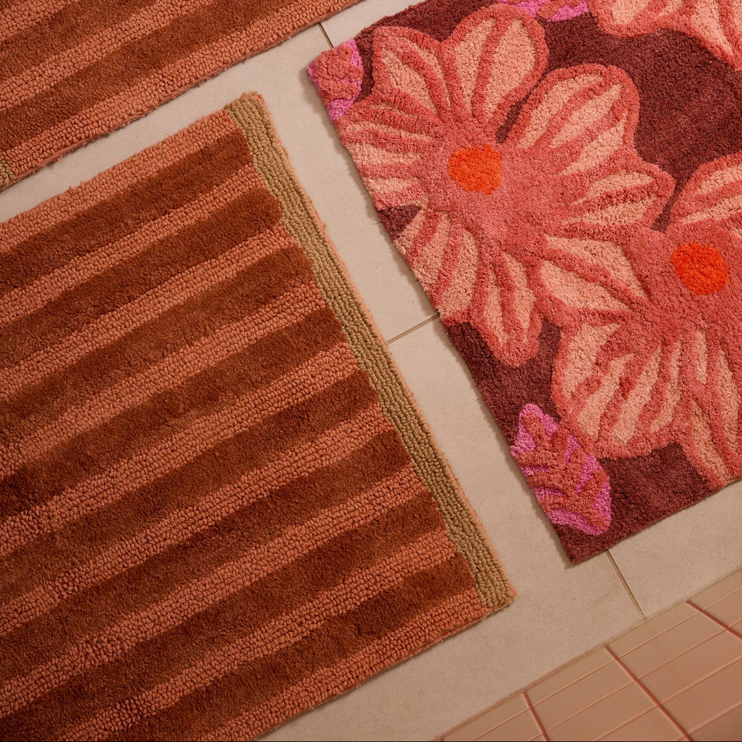 Bonnie & Neil Stripe Terracotta Bath Mat