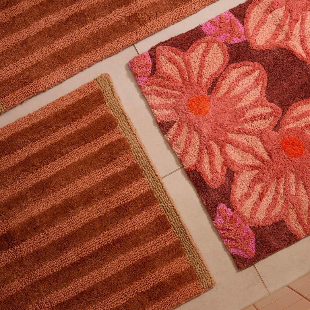 Bonnie & Neil Stripe Terracotta Long Bath Mat