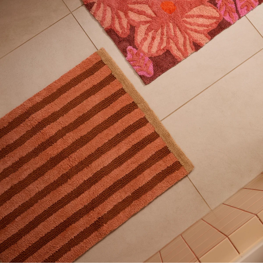 Bonnie & Neil Stripe Terracotta Bath Mat