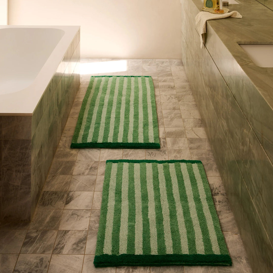 Bonnie & Neil Stripe Green Long Bath Mat