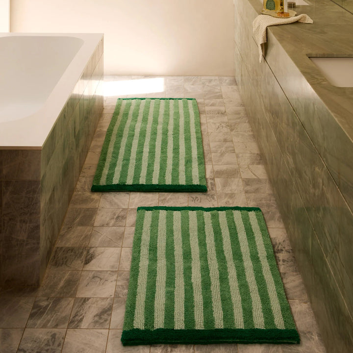 Bonnie & Neil Stripe Green Long Bath Mat