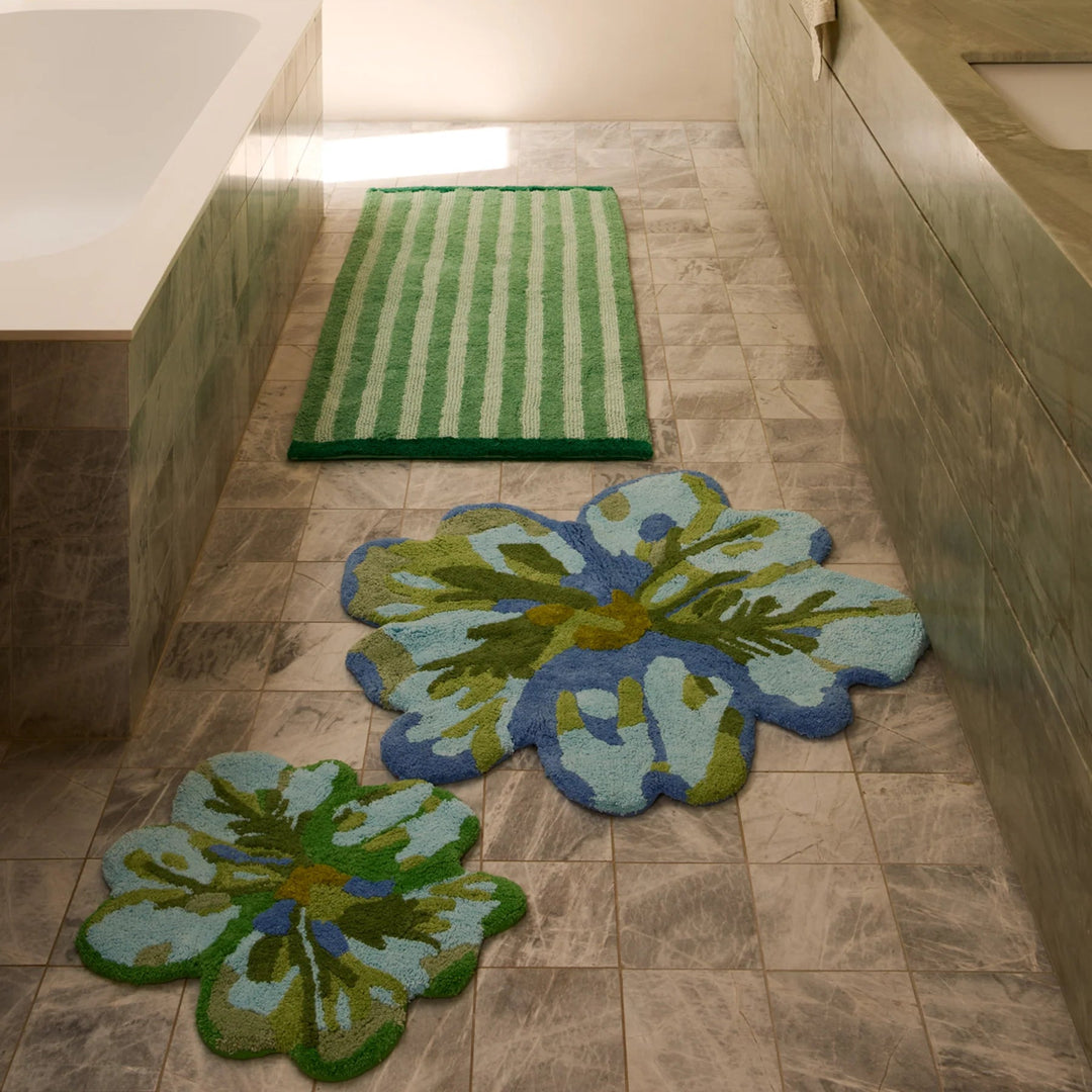 Bonnie & Neil Stripe Green Long Bath Mat