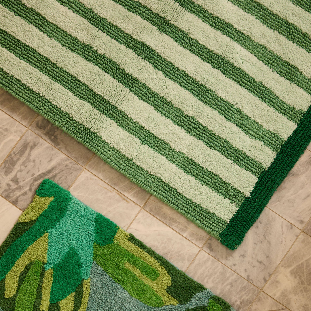 Bonnie & Neil Stripe Green Long Bath Mat