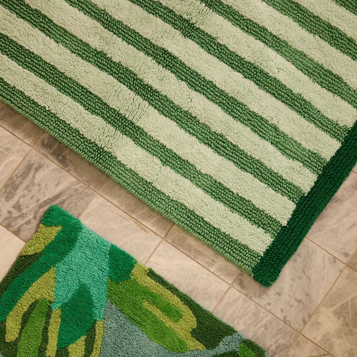 Bonnie & Neil Stripe Green Long Bath Mat
