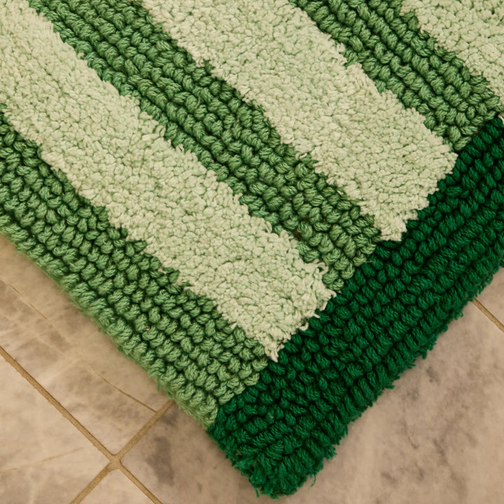 Bonnie & Neil Stripe Green Long Bath Mat