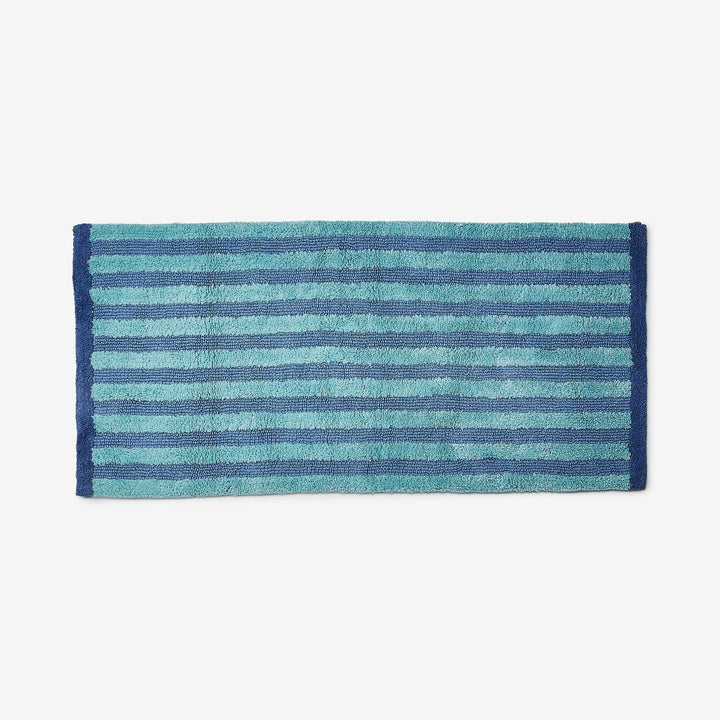 Bonnie & Neil Stripe Reversible Blue Long Bath Mat