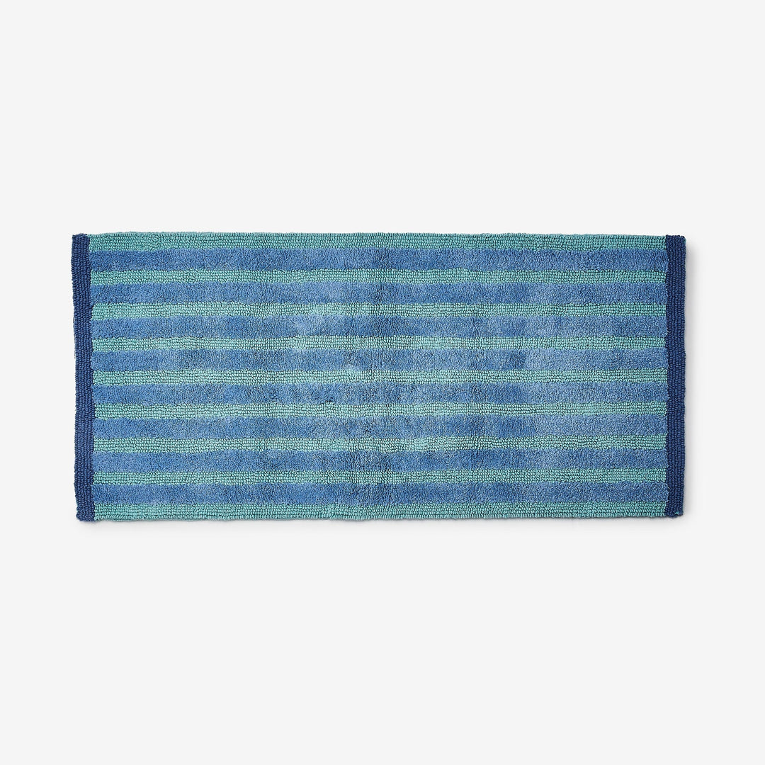 Bonnie & Neil Stripe Reversible Blue Long Bath Mat