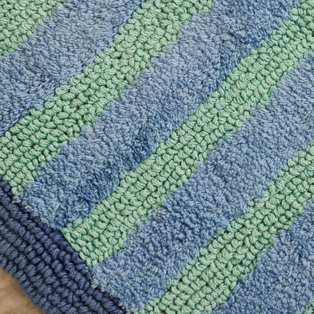 Bonnie & Neil Stripe Reversible Blue Long Bath Mat