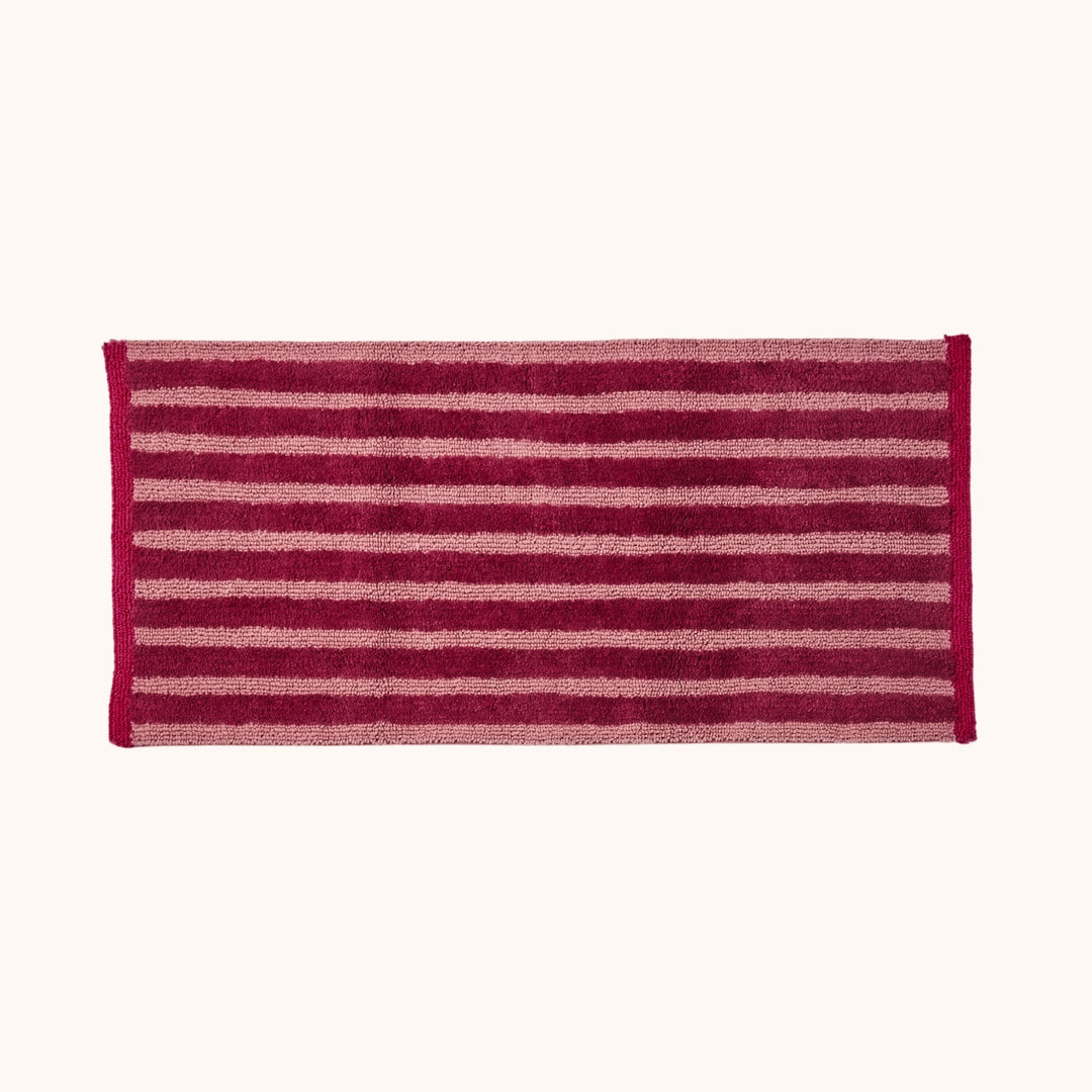Bonnie & Neil Stripe Burgundy Long Bath Mat