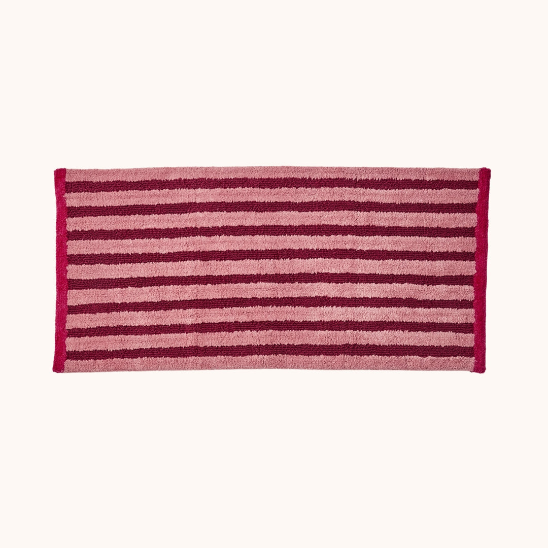Bonnie & Neil Stripe Burgundy Long Bath Mat