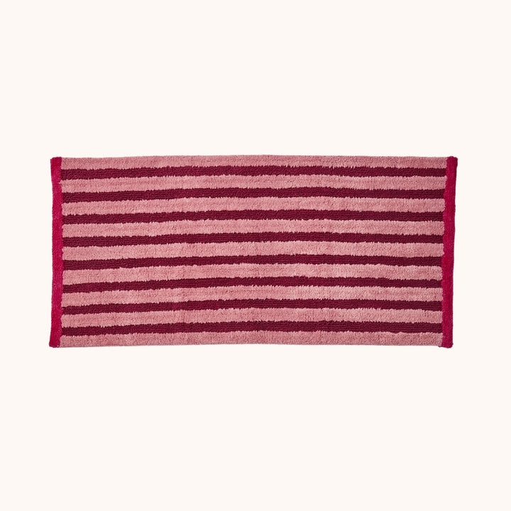 Bonnie & Neil Stripe Burgundy Long Bath Mat