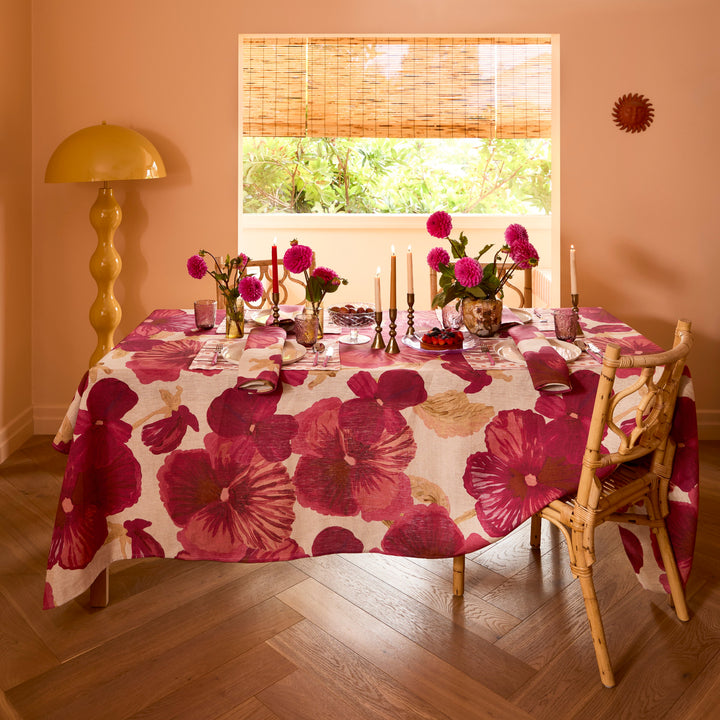 Bonnie & Neil Wild Pansy Pink Tablecloth