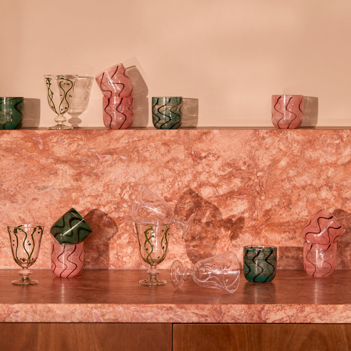 Bonnie & Neil Waves Green Goblets