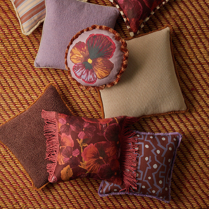 Bonnie & Neil Wild Pansy Lilac Round Cushion
