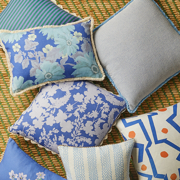 Bonnie & Neil Nile Blue Cotton Cushion 60cm