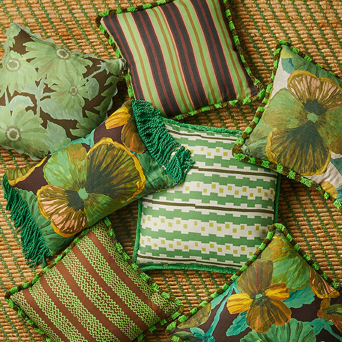 Bonnie & Neil Suiting Stripe Emerald Cushion 50cm