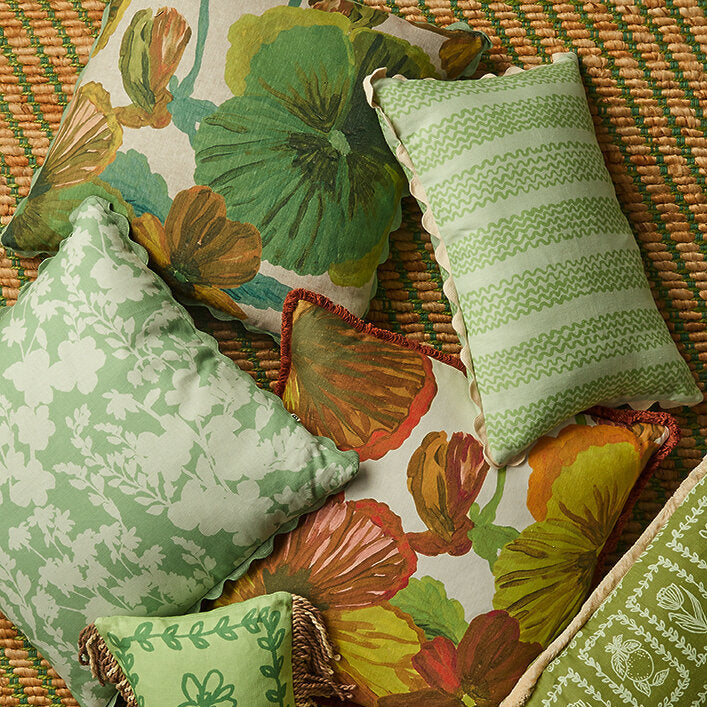 Bonnie & Neil Wild Pansy Verde Cushion 60cm