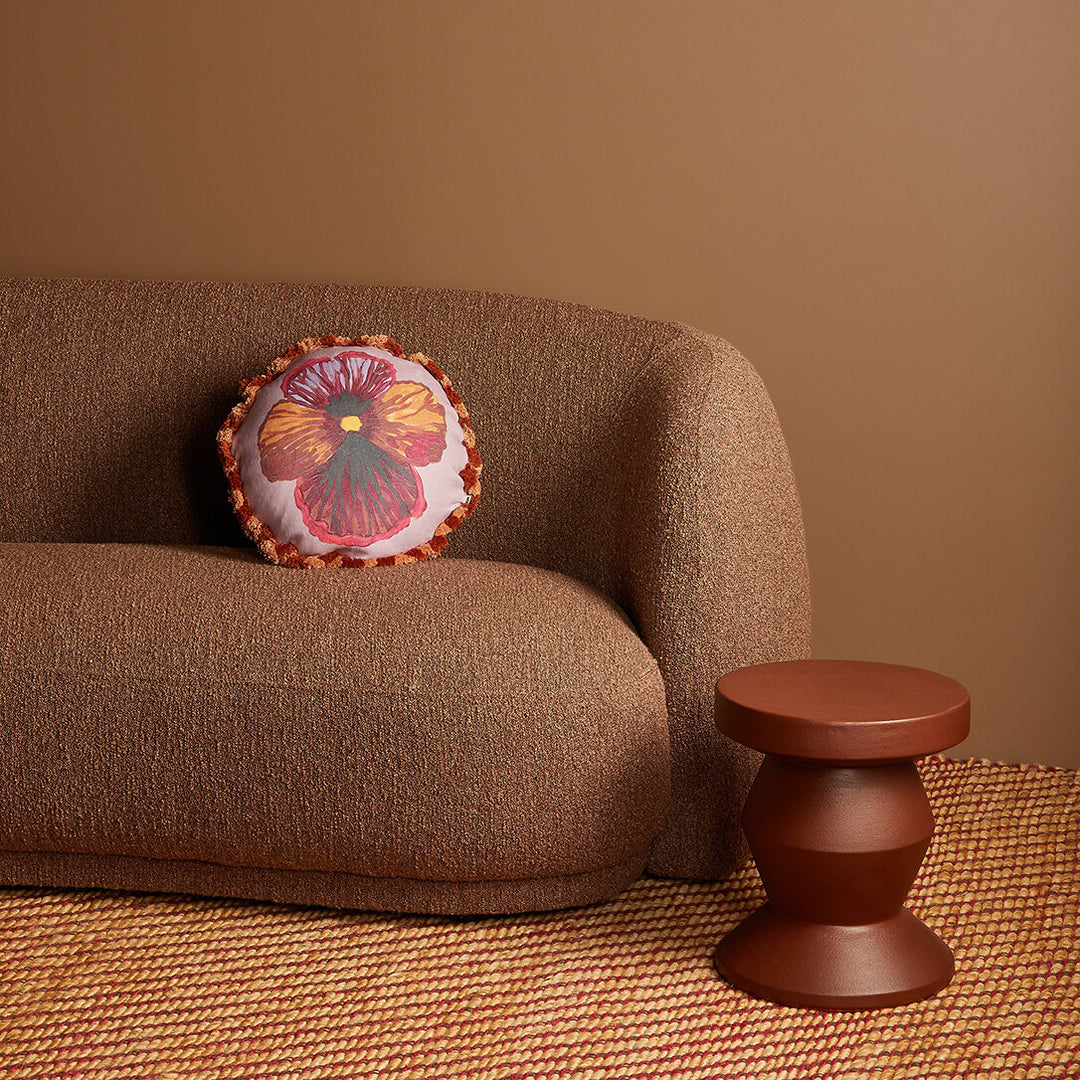 Bonnie & Neil Wild Pansy Lilac Round Cushion