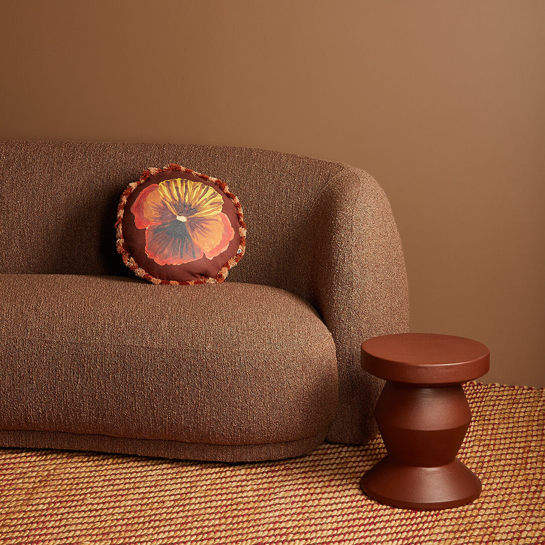 Bonnie & Neil Wild Pansy Chocolate Round Cushion