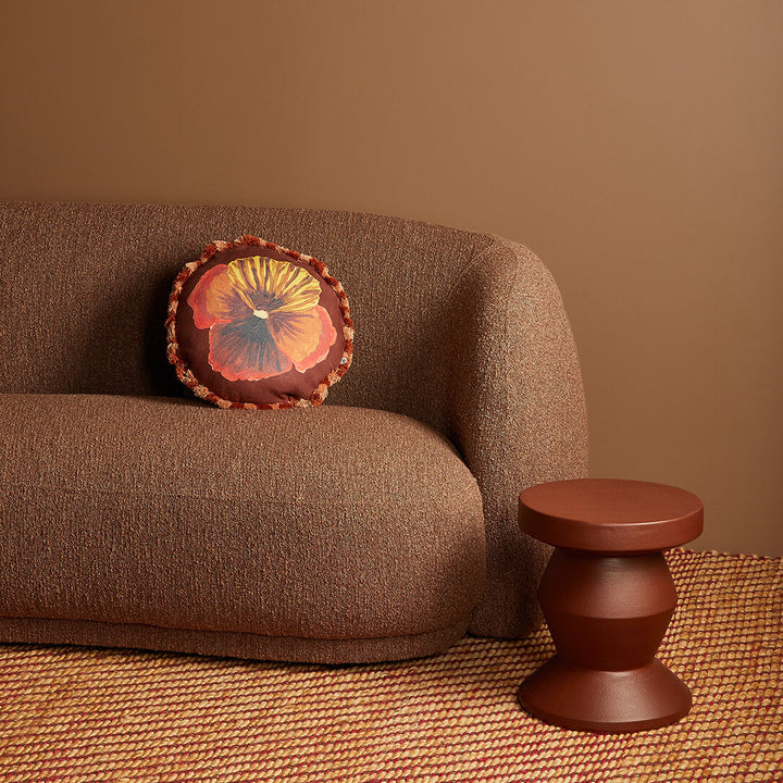 Bonnie & Neil Wild Pansy Chocolate Round Cushion