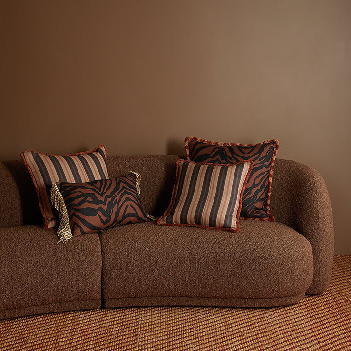 Bonnie & Neil Suiting Stripe Black Tan Cushion 50cm