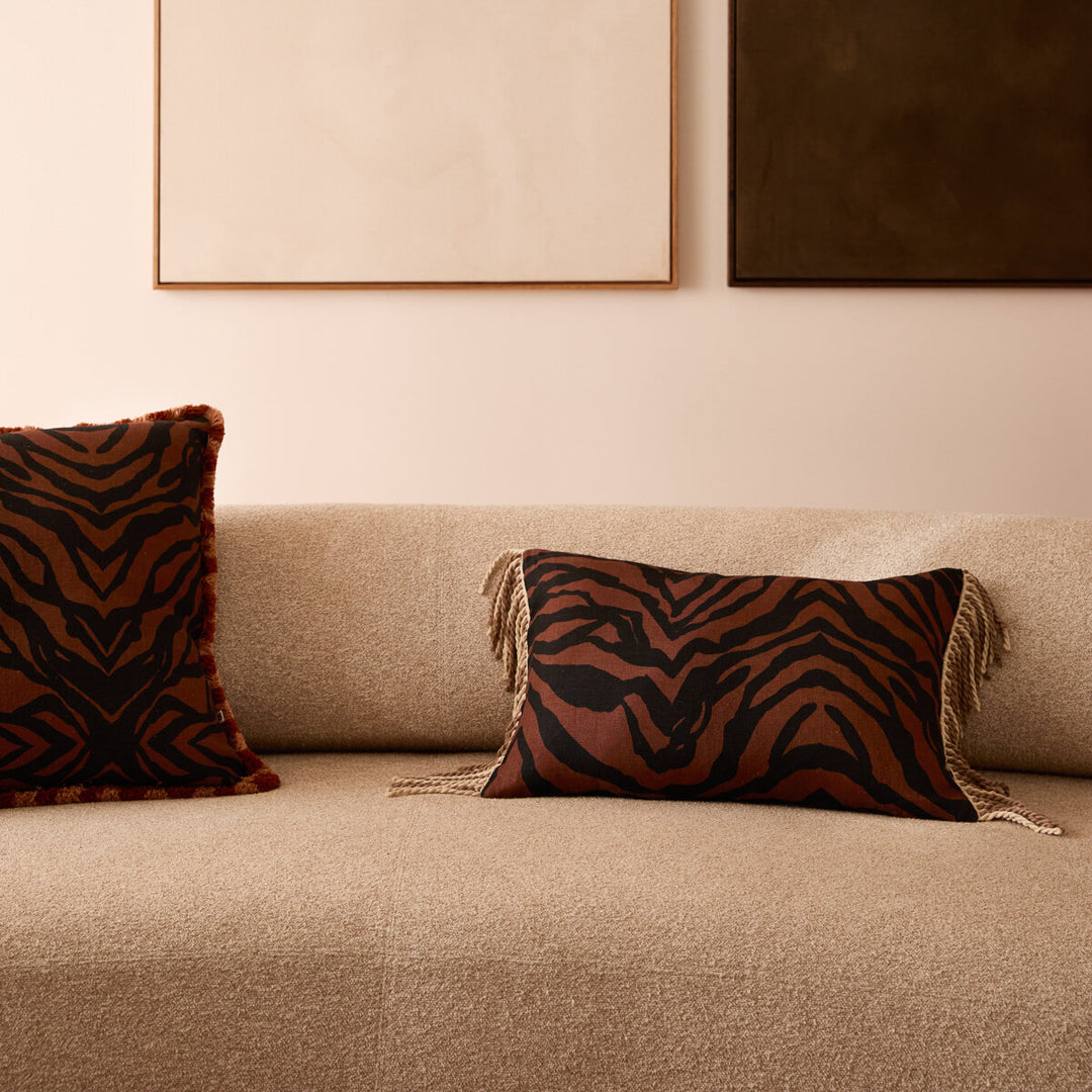 Bonnie & Neil Zebra Chocolate Cushion 60x40cm