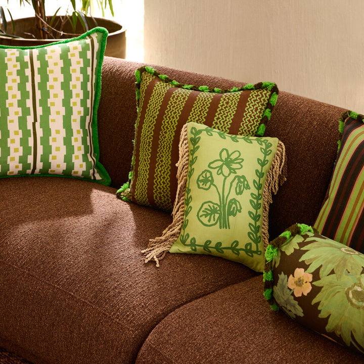 Bonnie & Neil Suiting Stripe Emerald Cushion 50cm